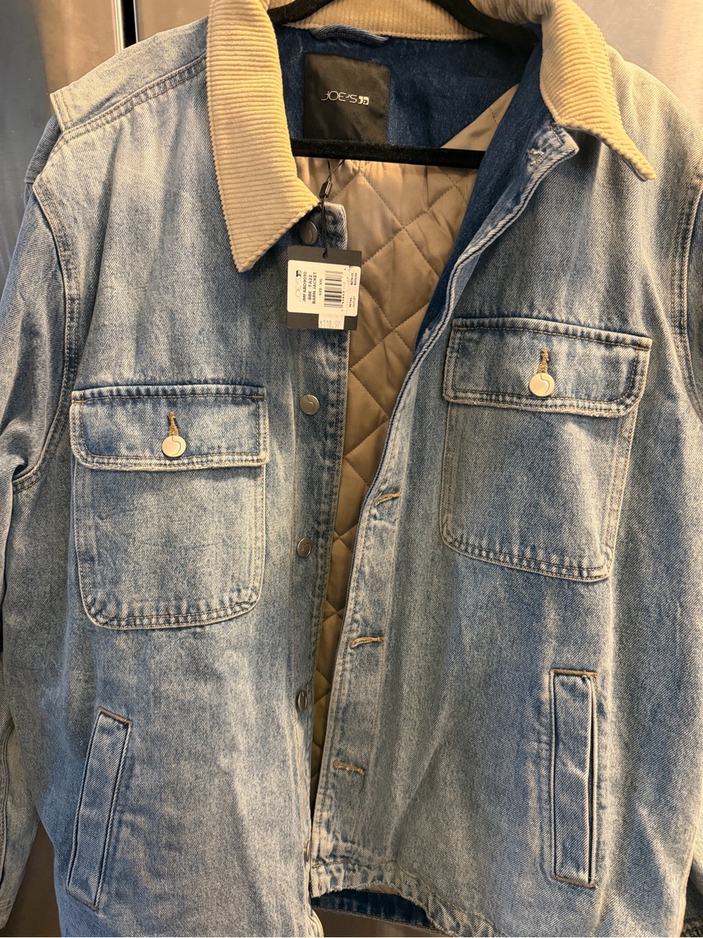 Joe's Jeans Light Denim Jacket with Tan Corduroy Collar